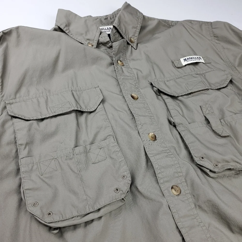 New Magellan Mens Cache Green Outdoor Shirt Med